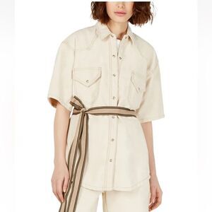 Current Air Women Short-Sleeve Cotton Jacket Natural Sz M Never Worn